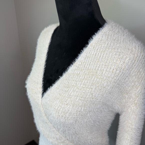 NWT Elegant White Wrap Sweater - Picture 2 of 5